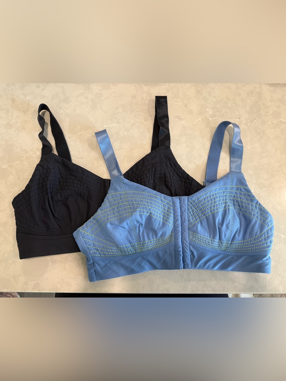 Fabletics Wireless Long Line Bralette Pair- Blue and Black